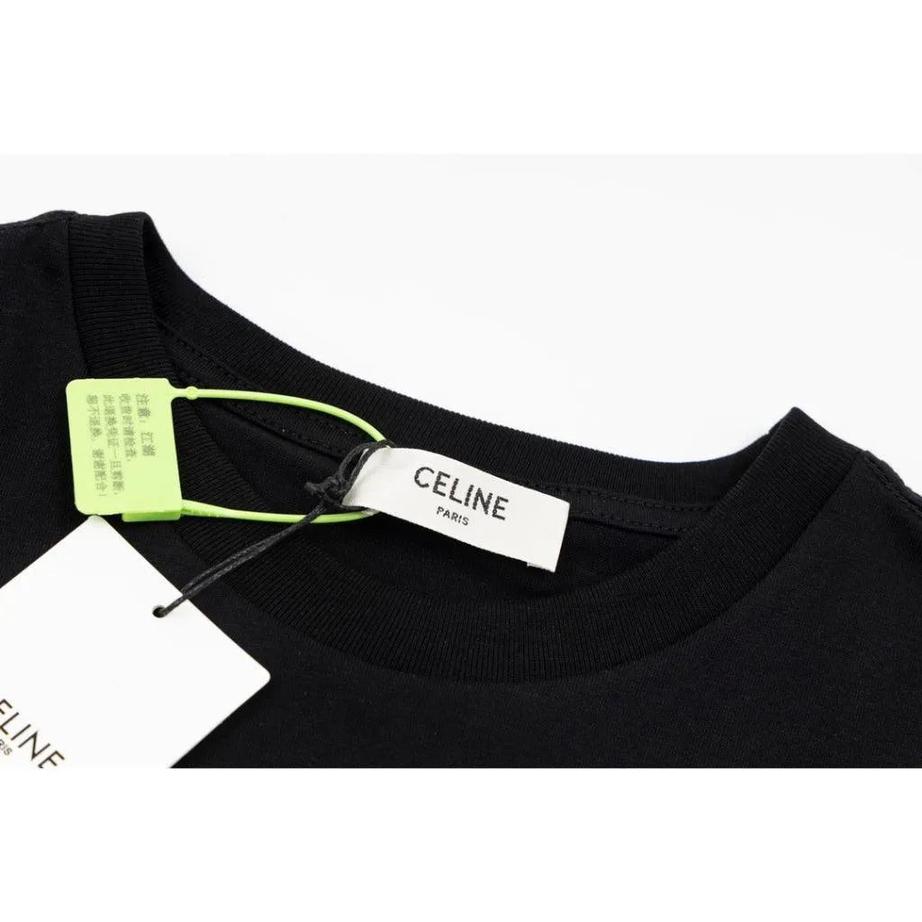 Celine Logobrand Strass Black T-shirt