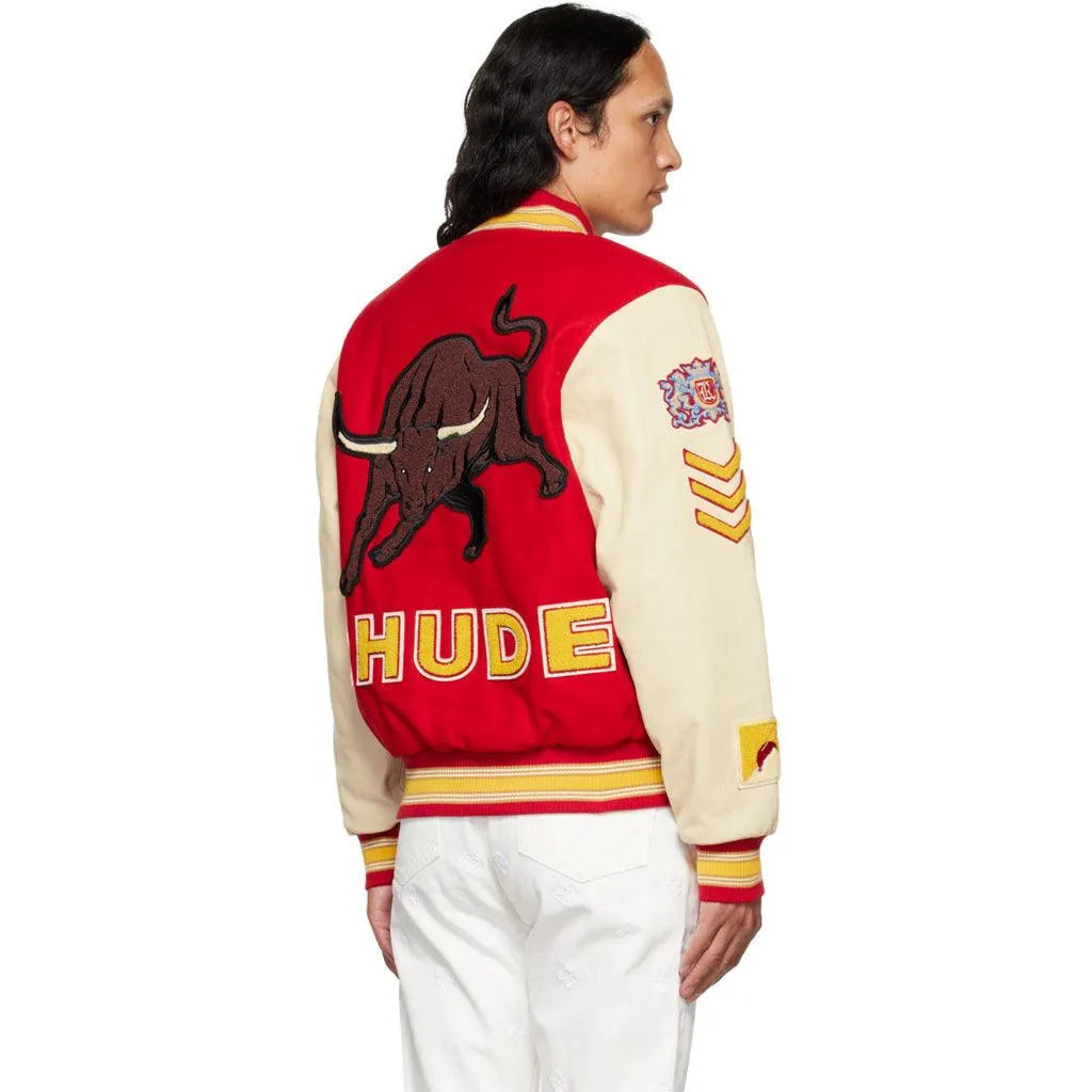 Rhude Taurus Red and Black Collegiate Jacket