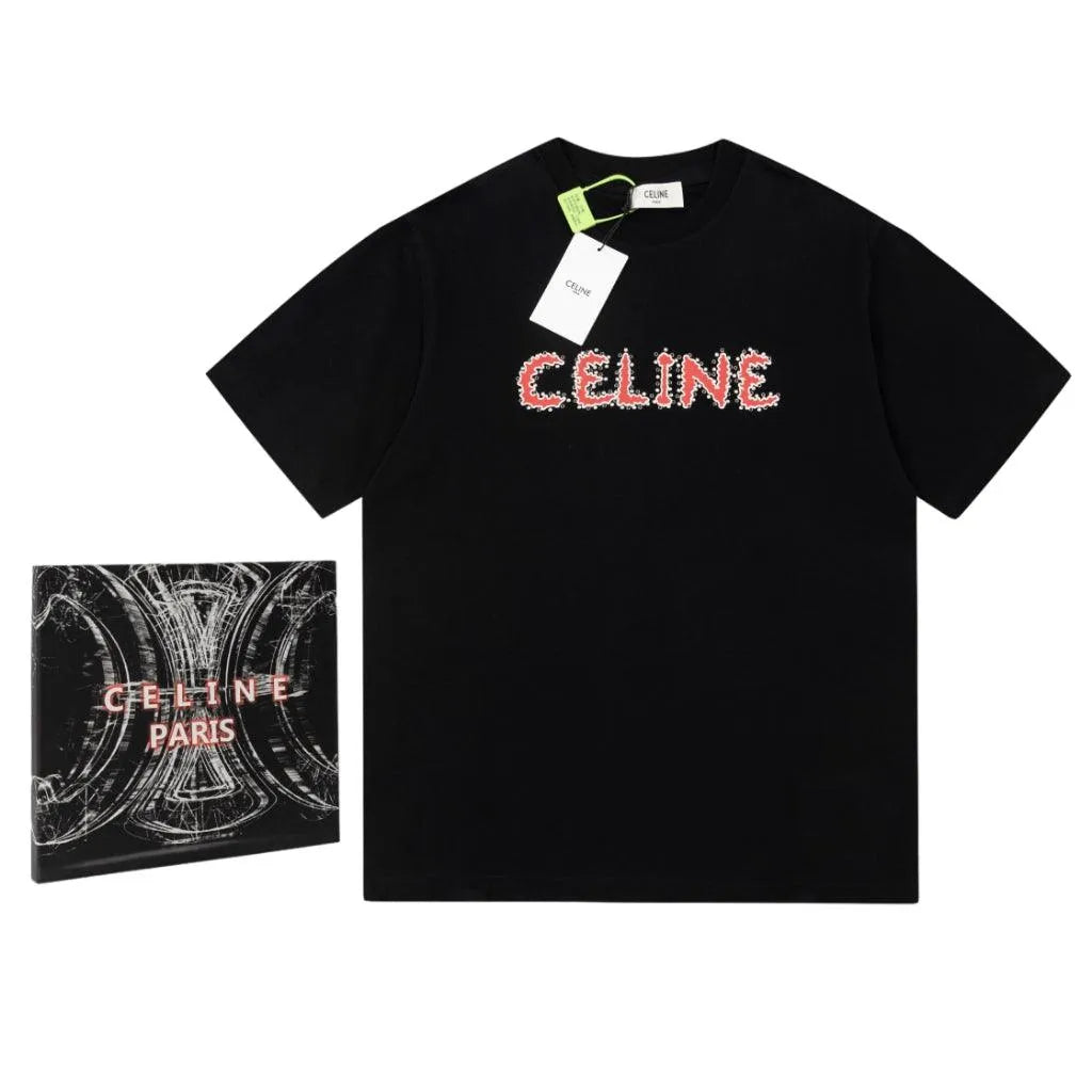 Celine Logobrand Strass Black T-shirt