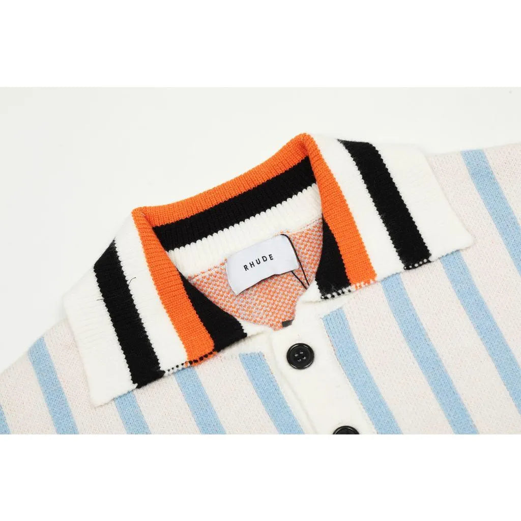 Rhude Orange Stripes Jacquard Wool T-shirt