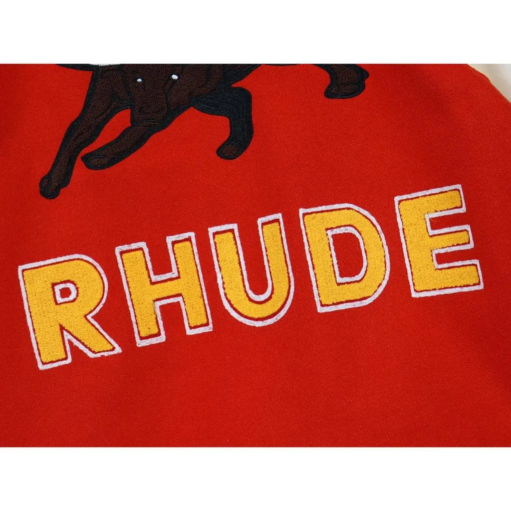 Rhude Taurus Red and Black Collegiate Jacket