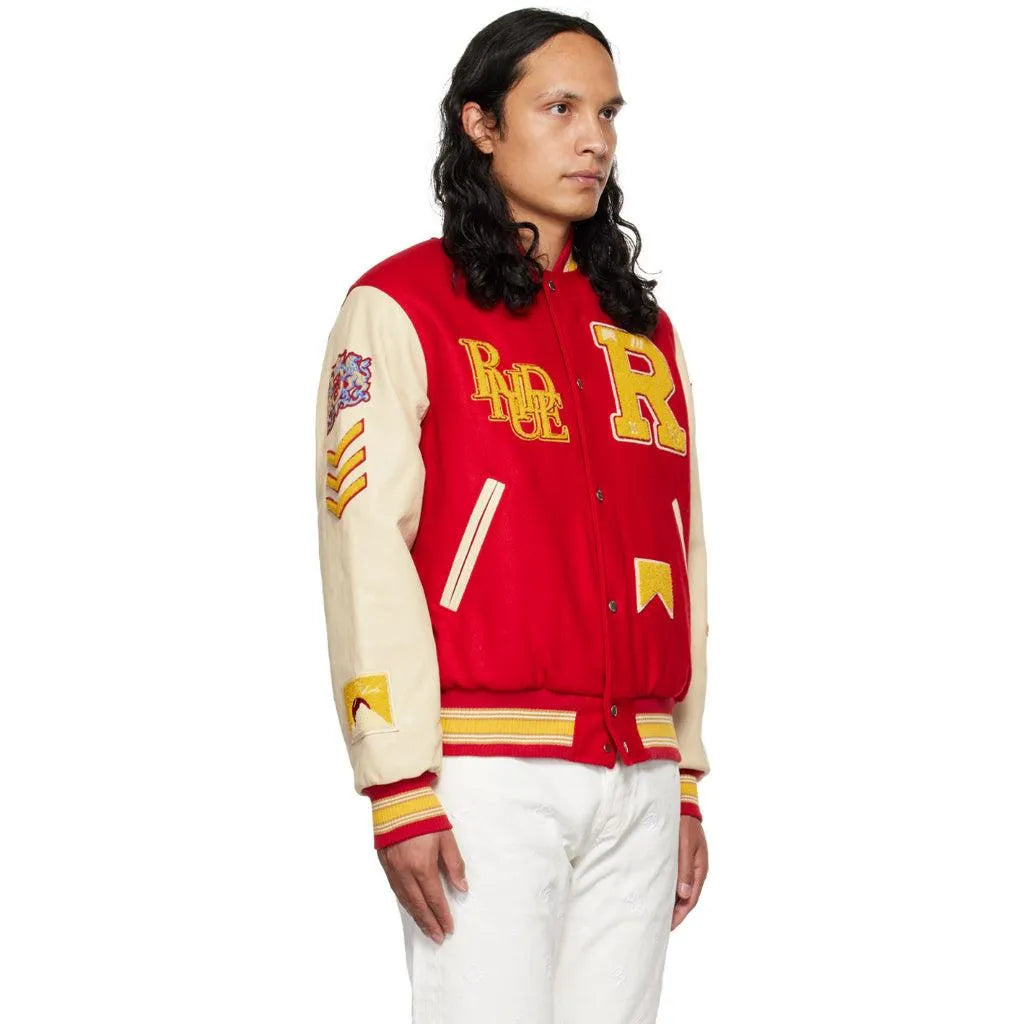 Rhude Taurus Red and Black Collegiate Jacket