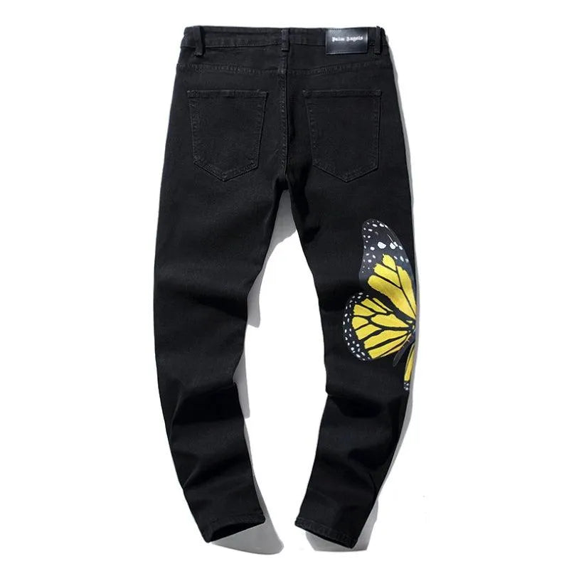 Palm Angels Skinny Butterfly Black Jeans