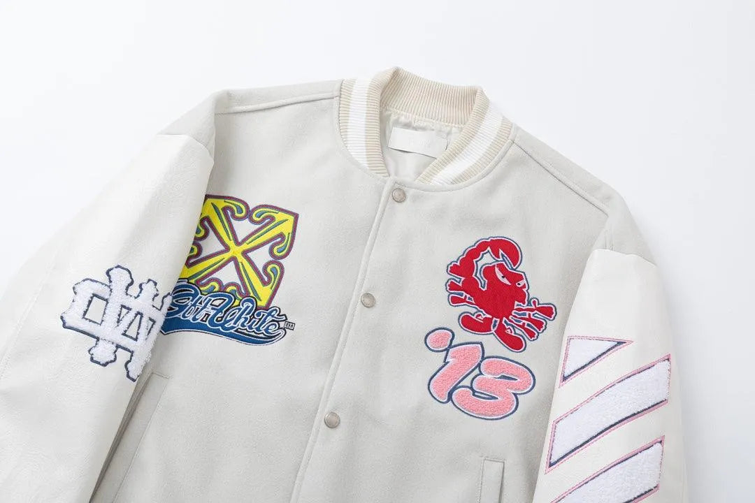 Of-White Wo Characters Varsity Jacket