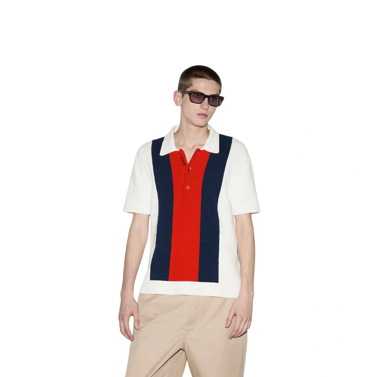 Gucci Cotton Blend Terry Knit Polo Shirt