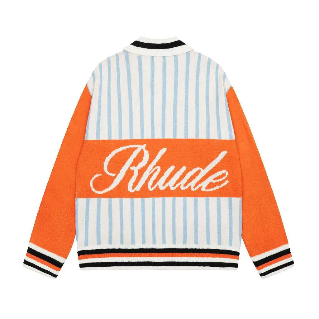 Rhude Orange Stripes Jacquard Wool T-shirt