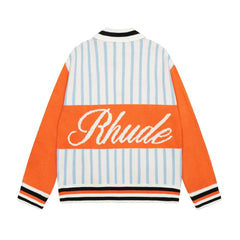 Rhude Orange Stripes Jacquard Wool T-shirt