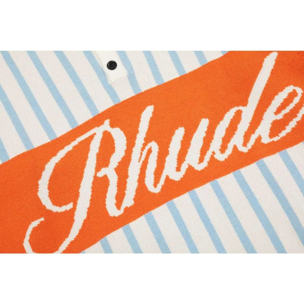 Rhude Orange Stripes Jacquard Wool T-shirt