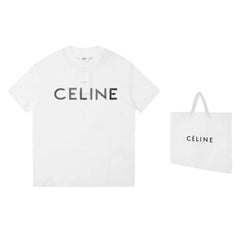 Celine Loose Logobrand White T-Shirt