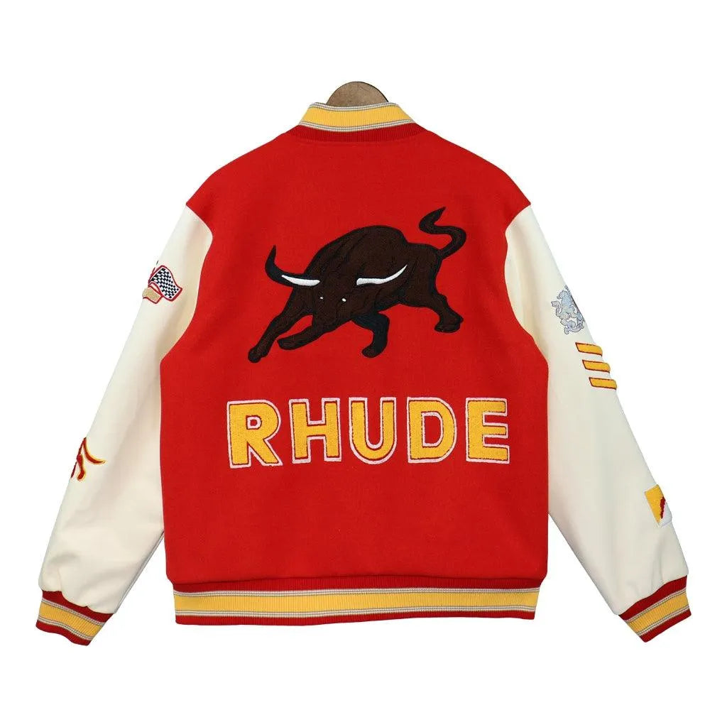 Rhude Taurus Red and Black Collegiate Jacket