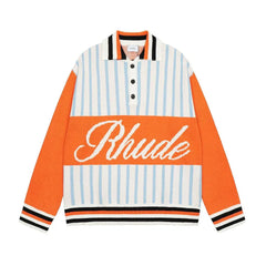 Rhude Orange Stripes Jacquard Wool T-shirt