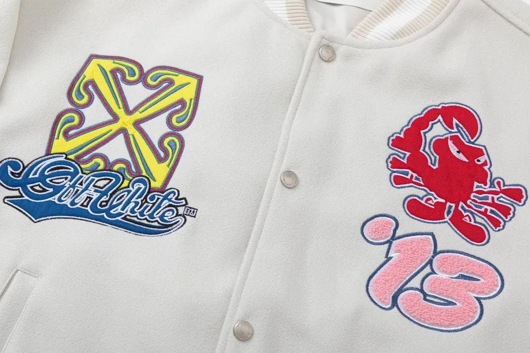 Of-White Wo Characters Varsity Jacket