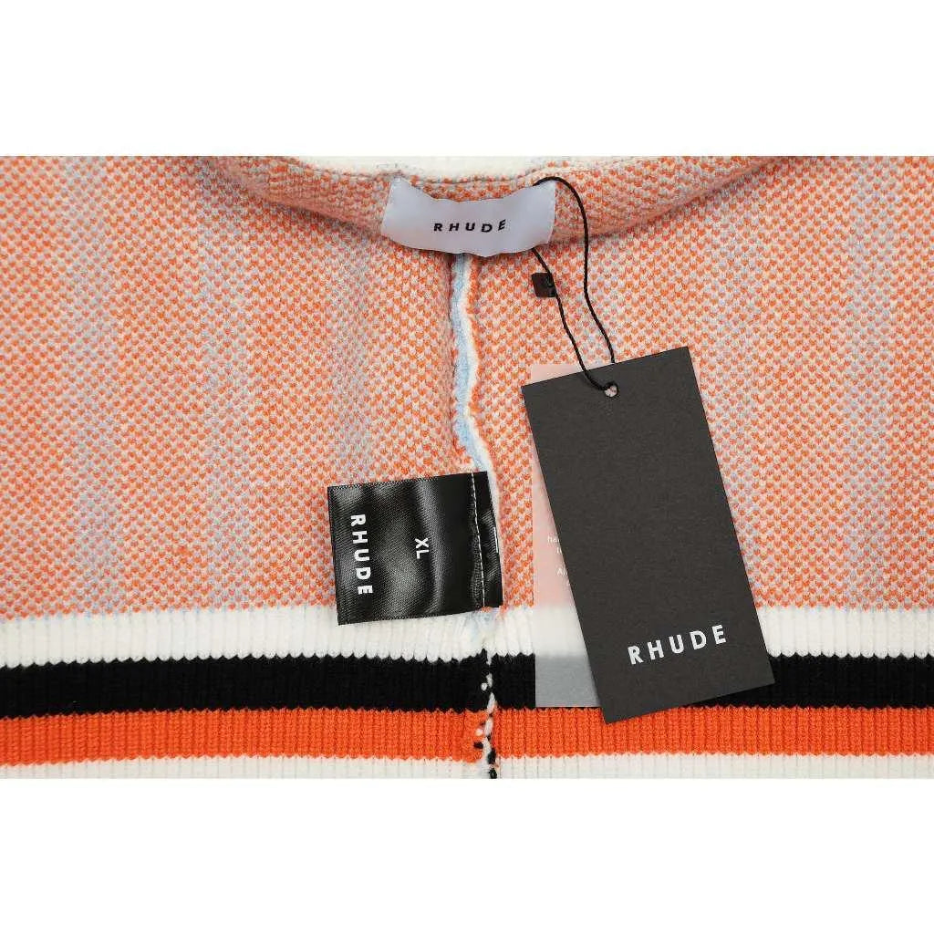 Rhude Orange Stripes Jacquard Wool T-shirt