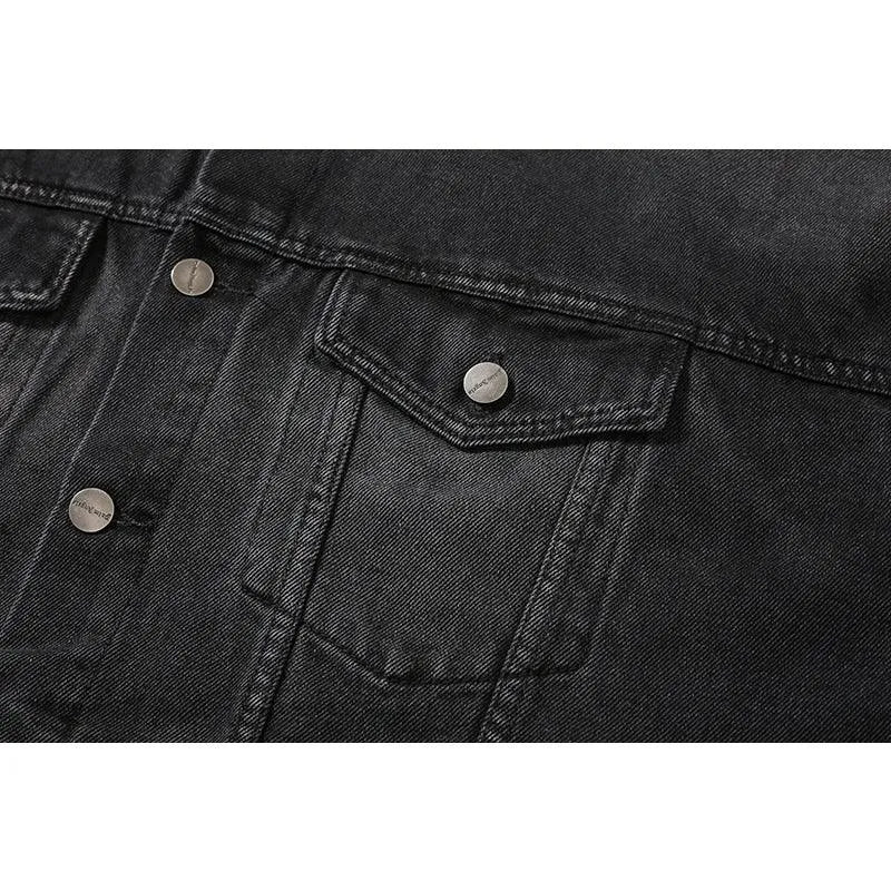 Palm Angels Jeans Black Logobrand Jacket