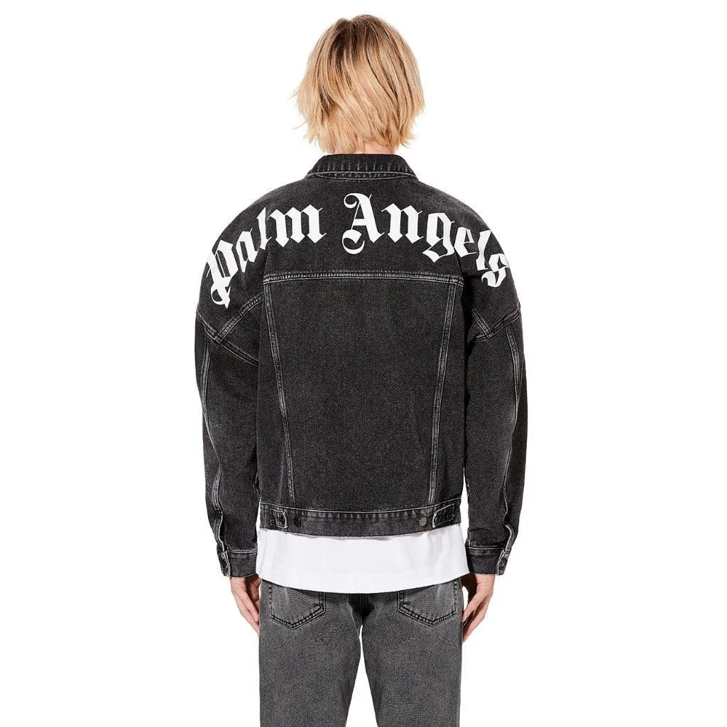 Palm Angels Jeans Black Logobrand Jacket