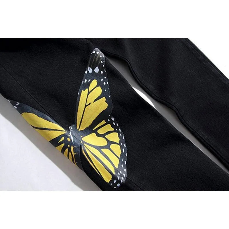 Palm Angels Skinny Butterfly Black Jeans