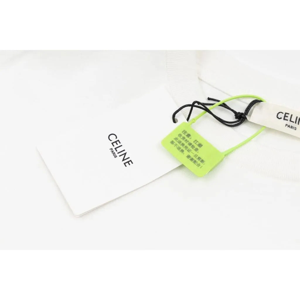 Celine Logobrand Strass White T-Shirt