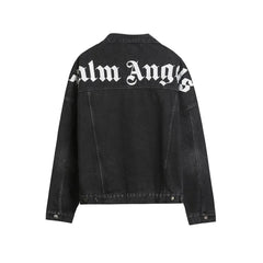 Palm Angels Jeans Black Logobrand Jacket