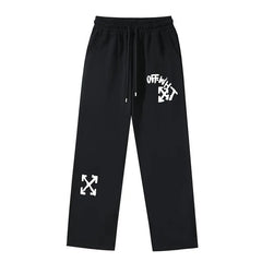 Off White Arrow Printed Trousers Straight Loose Casual Pants