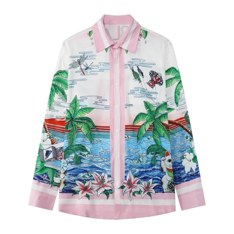 Casablanca Ping Pong Club Sunset Silk Shirt